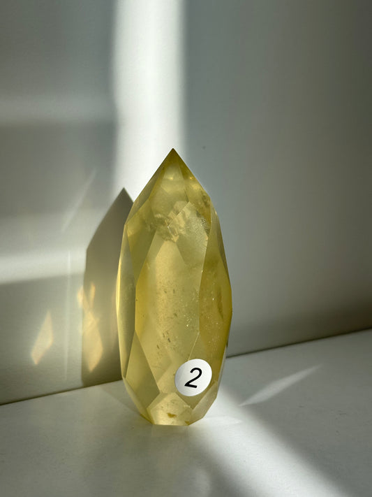 Rutile Citrine Faceted Tower #2
