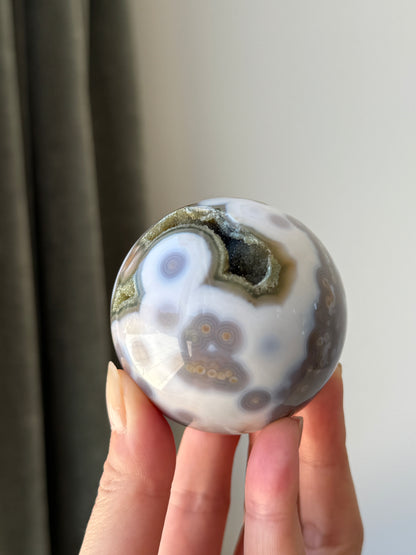 Old Stock Druzy Orbicular Ocean Jasper Sphere 57mm