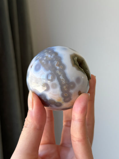 Old Stock Druzy Orbicular Ocean Jasper Sphere 57mm