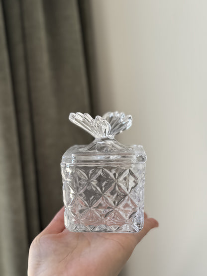 Butterfly Lidded Glass Box Holder