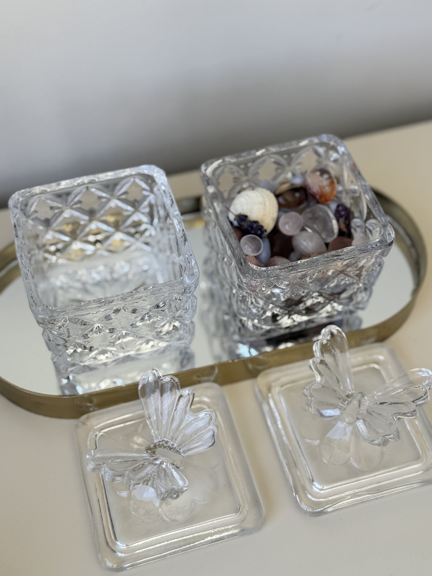Butterfly Lidded Glass Box Holder