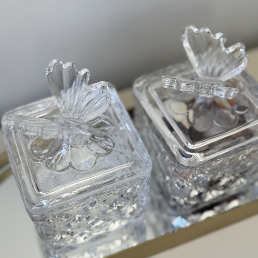 Butterfly Lidded Glass Box Holder
