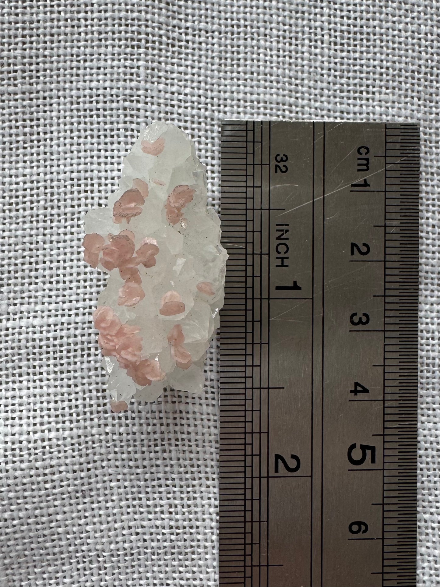 Rhodochrosite on Quartz (with pyrite) Specimen