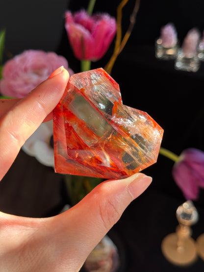 Fire (Hematoid) Quartz Facet Heart #2