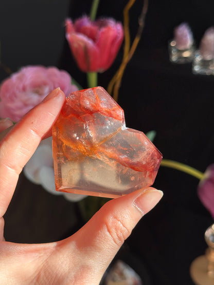 Fire (Hematoid) Quartz Facet Heart #1