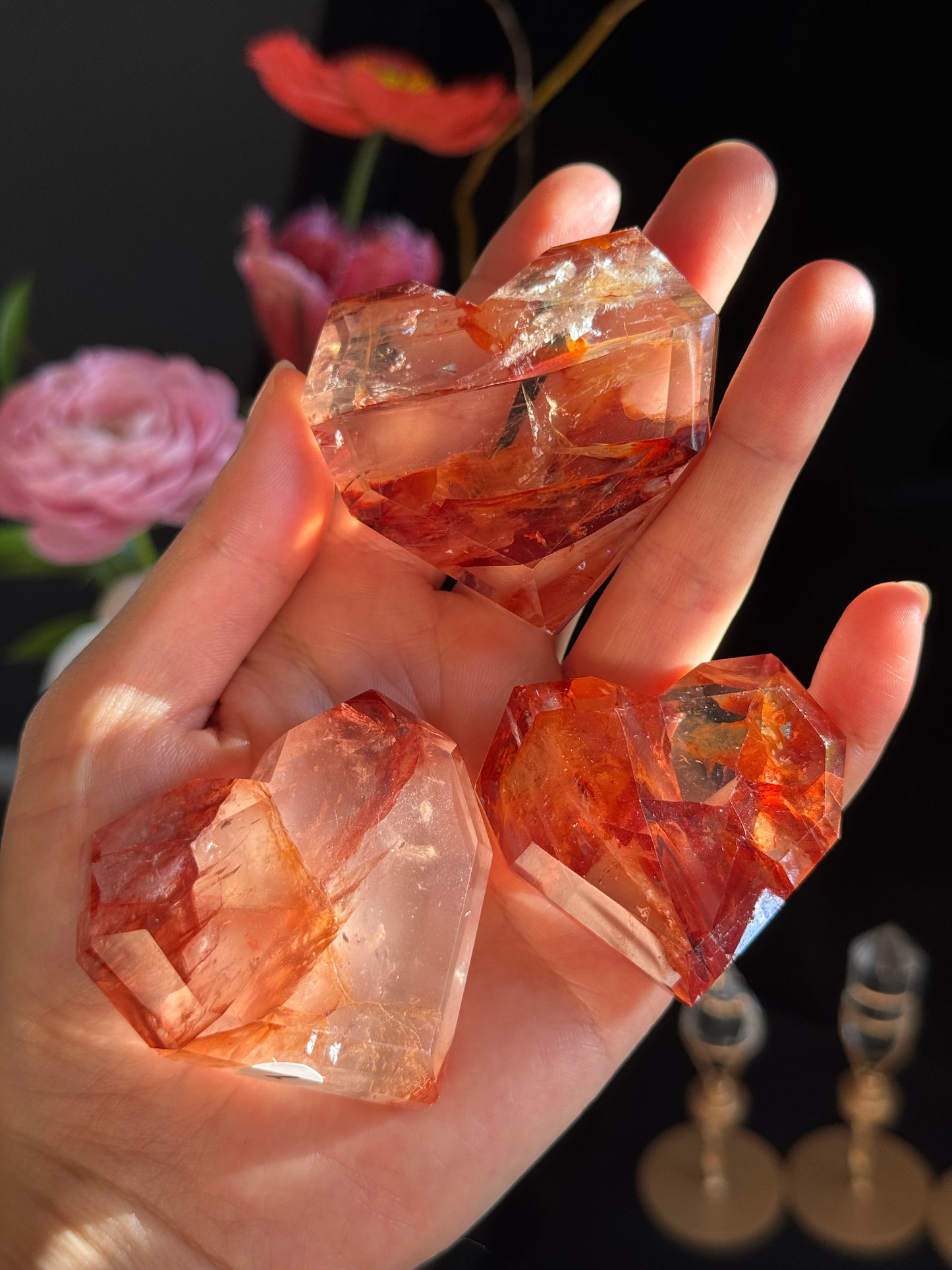 Fire (Hematoid) Quartz Facet Heart #1