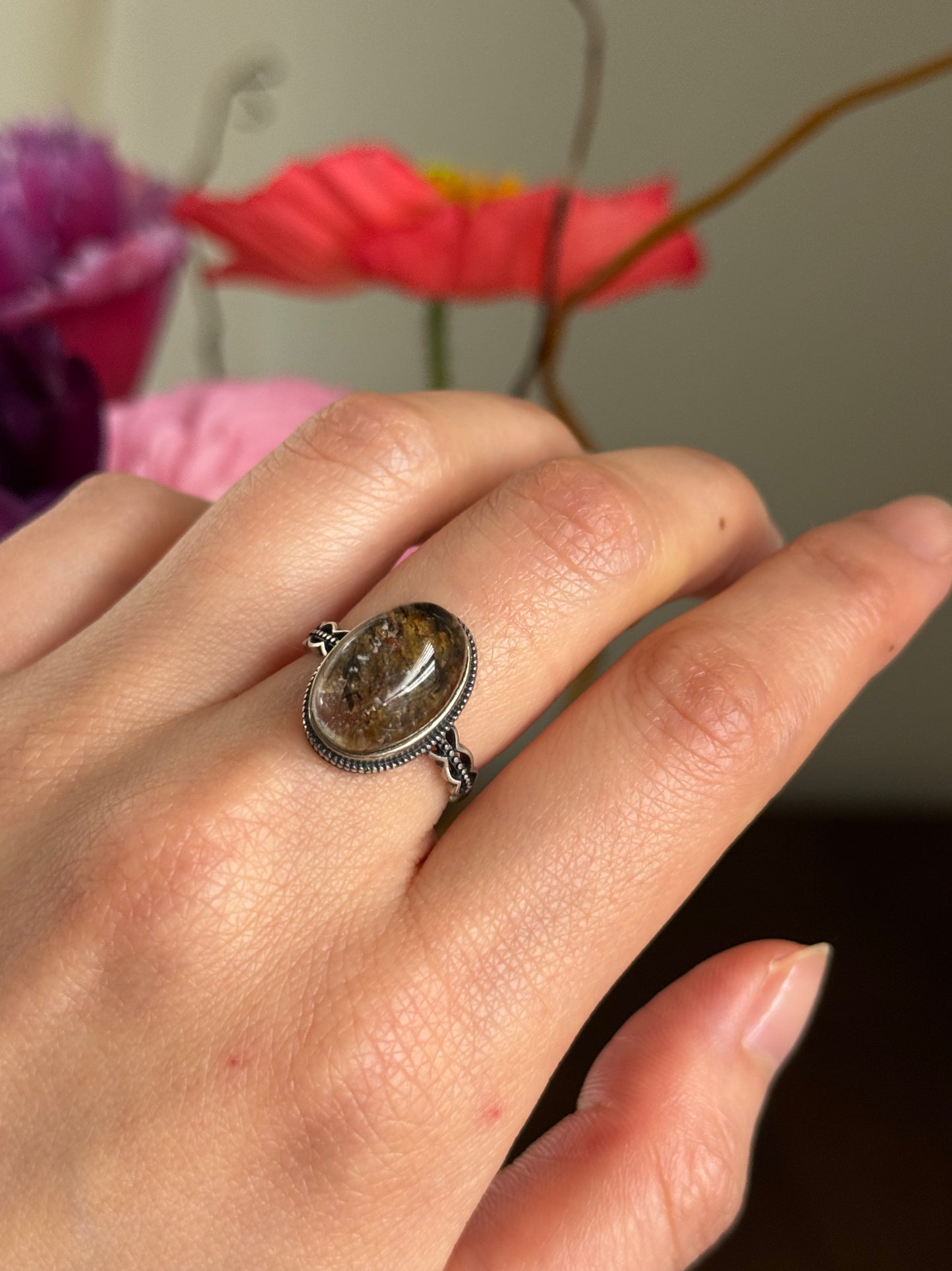 Lodolite Sterling Silver Ring Adjustable
