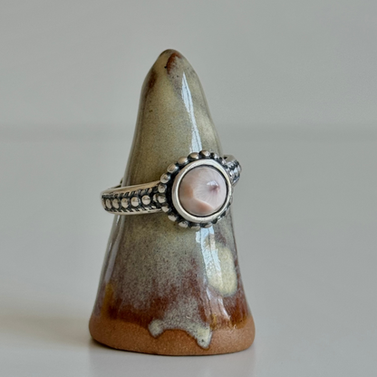 Pink Larimar Sterling Sliver Ring Adjustable #1