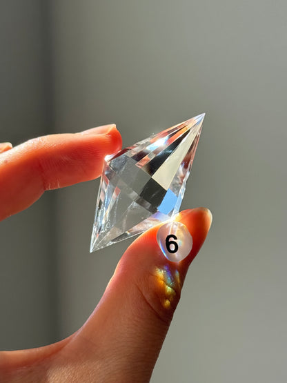 Double Pyramid Clear Quart 12 Faceted with Custom Stand #6