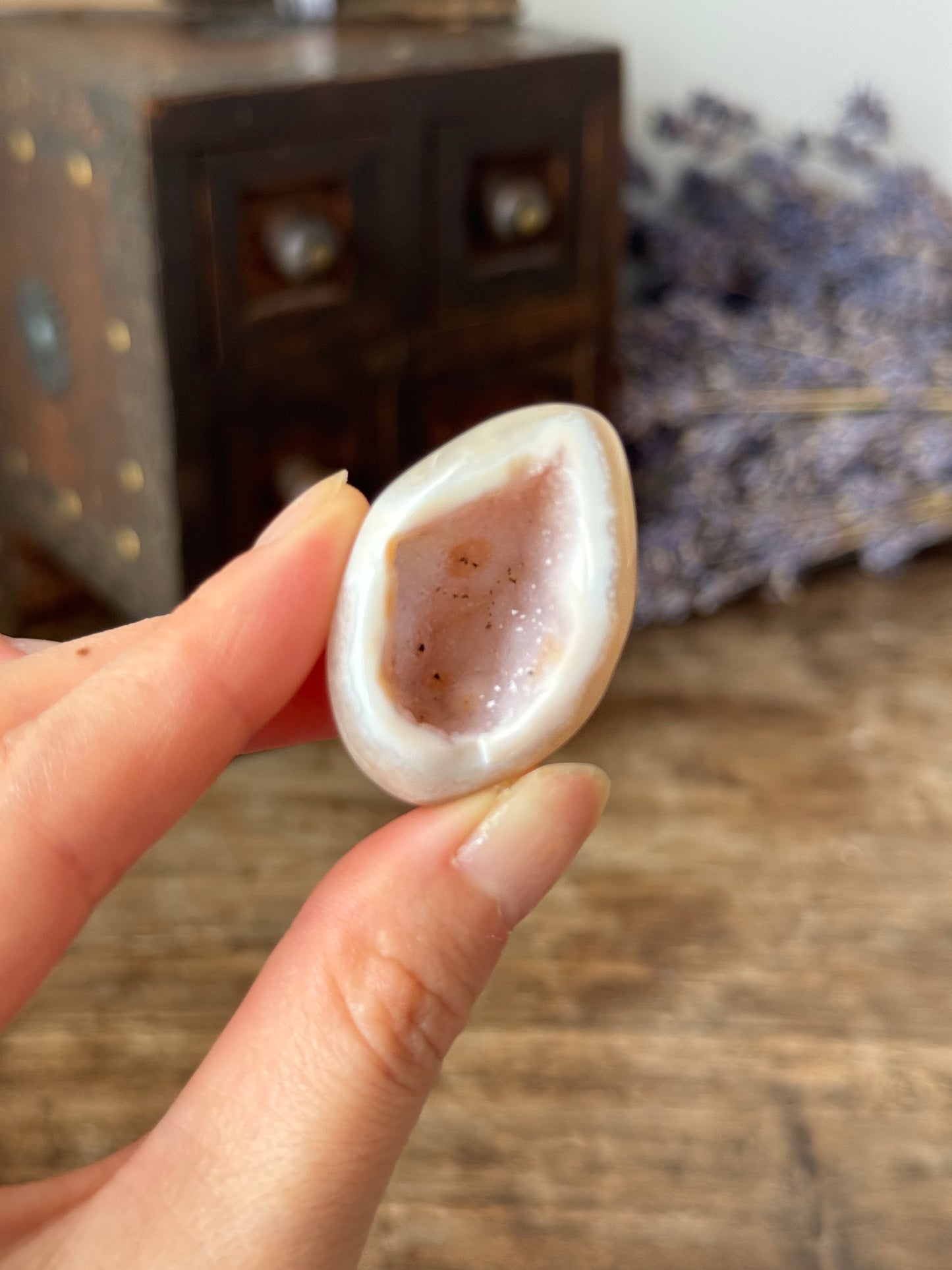 Pink Amethyst Flower Agate egg #1