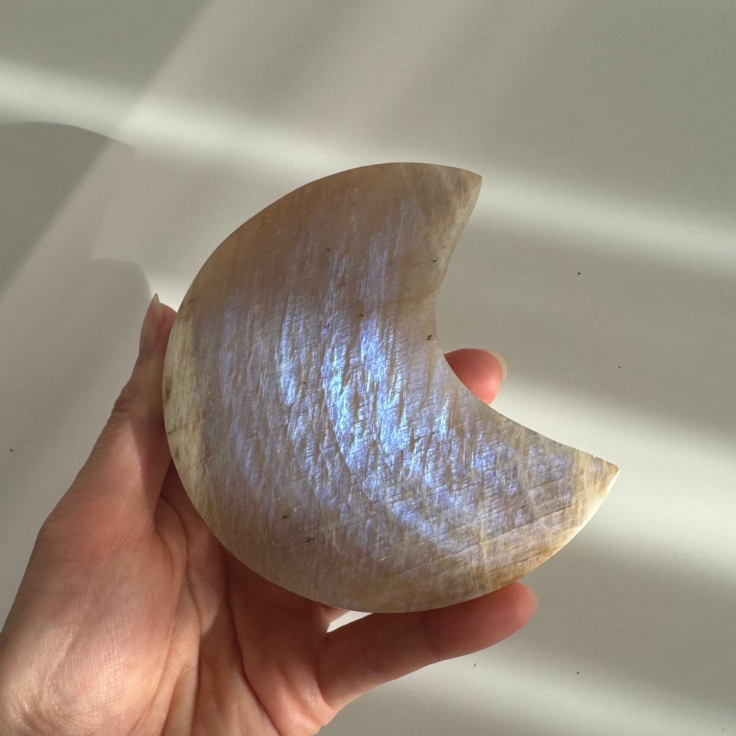 Large Moonstone Moon full Blue Flash 10cm #2