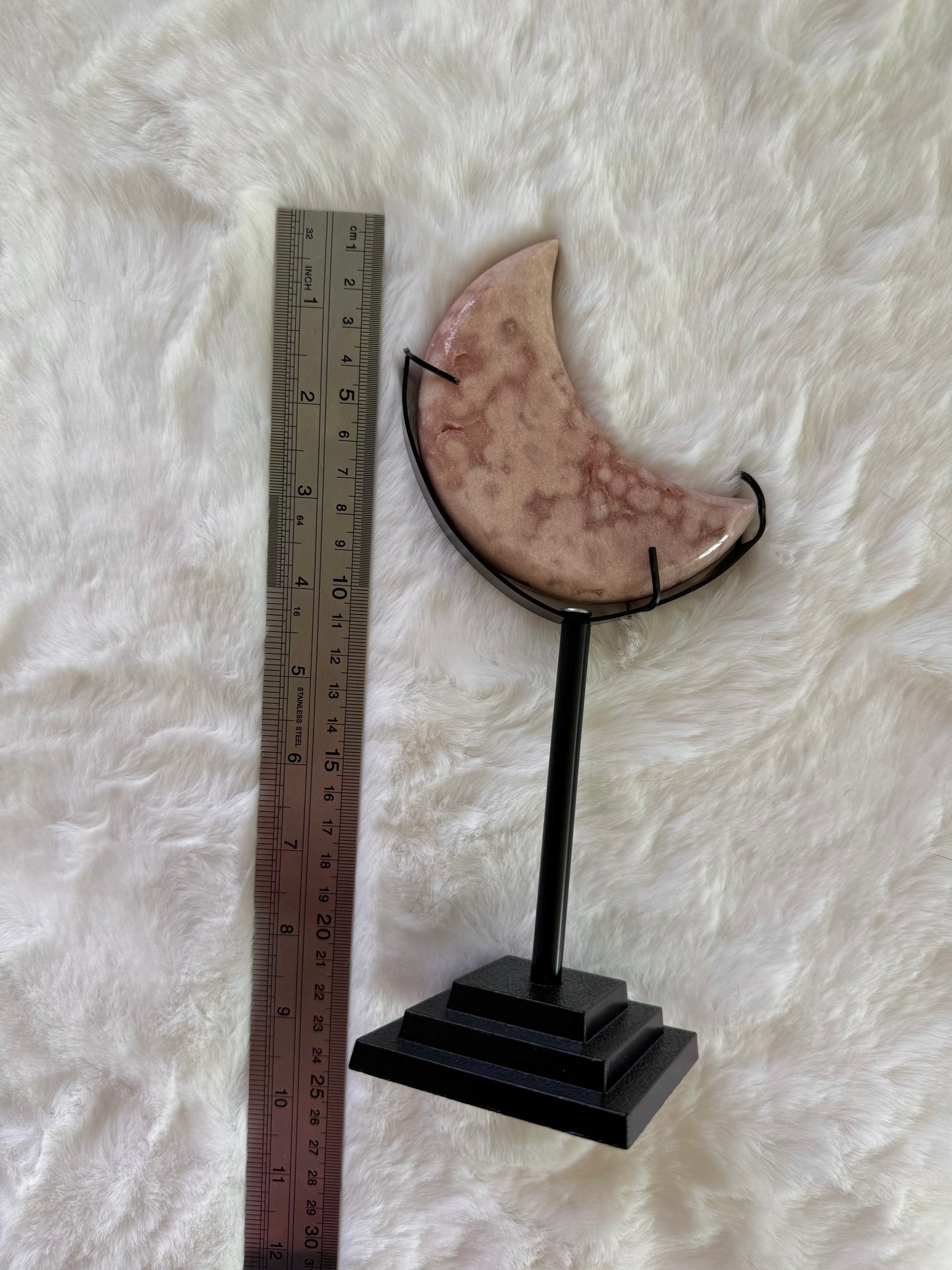 Pink Amethyst Moon on Stand #1