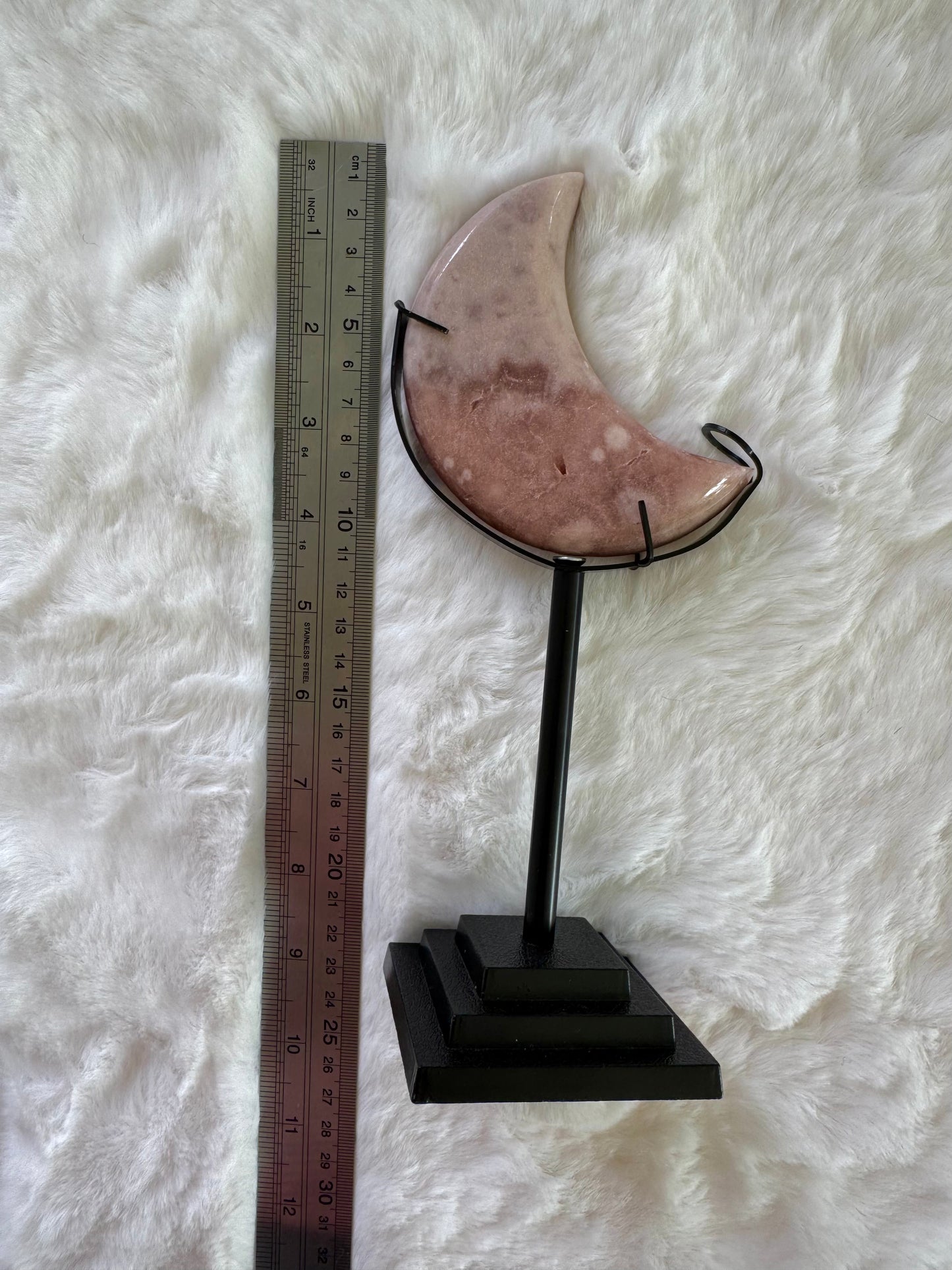 Pink Amethyst Moon on Stand #2