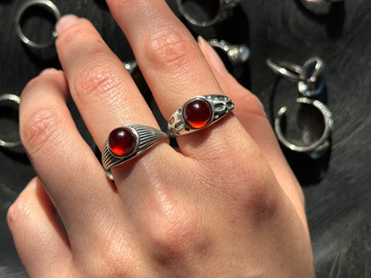 Garnet Sterling Sliver Ring Adjustable