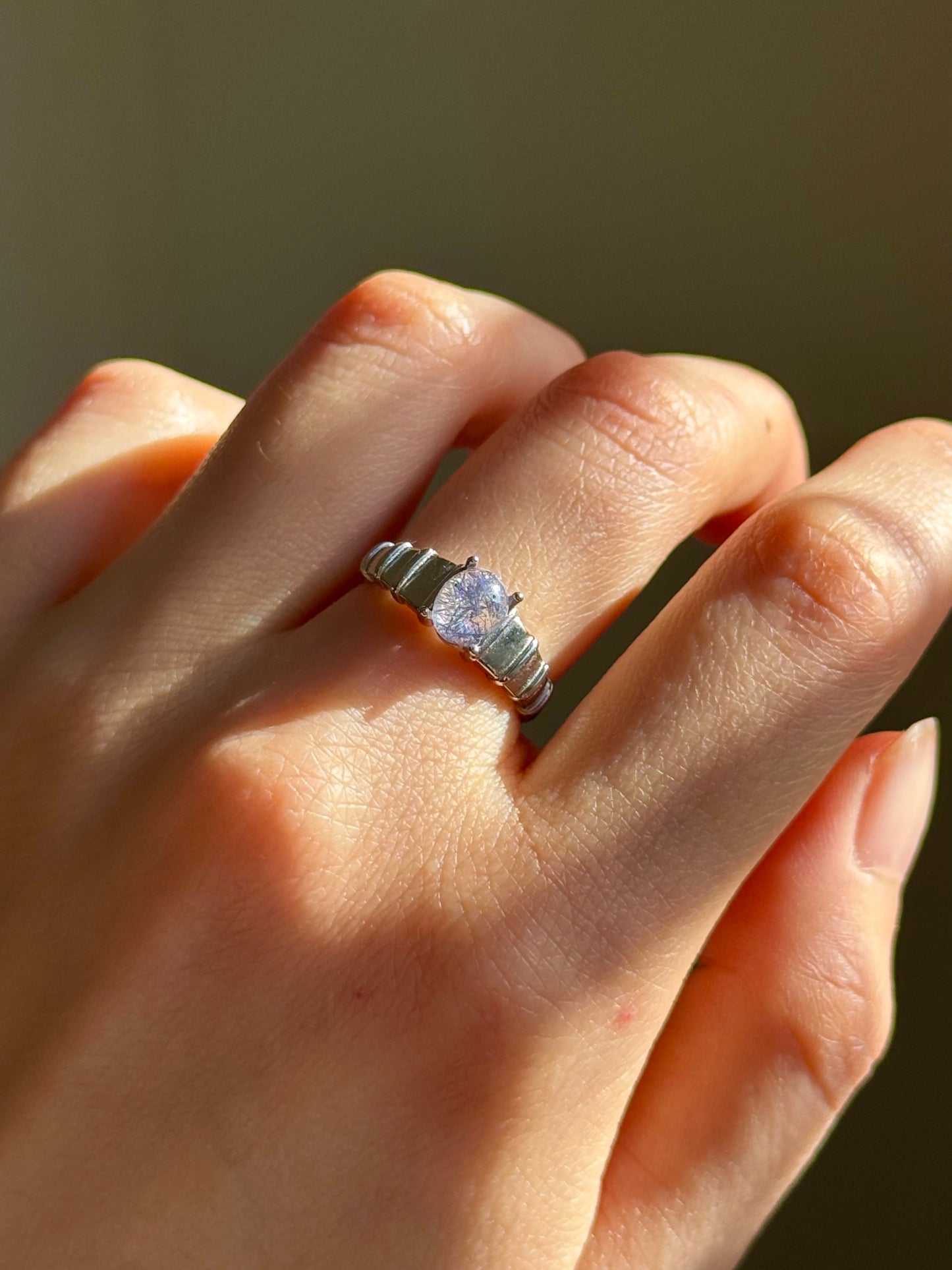 Dumortierite Sterling Silver Ring Adjustable