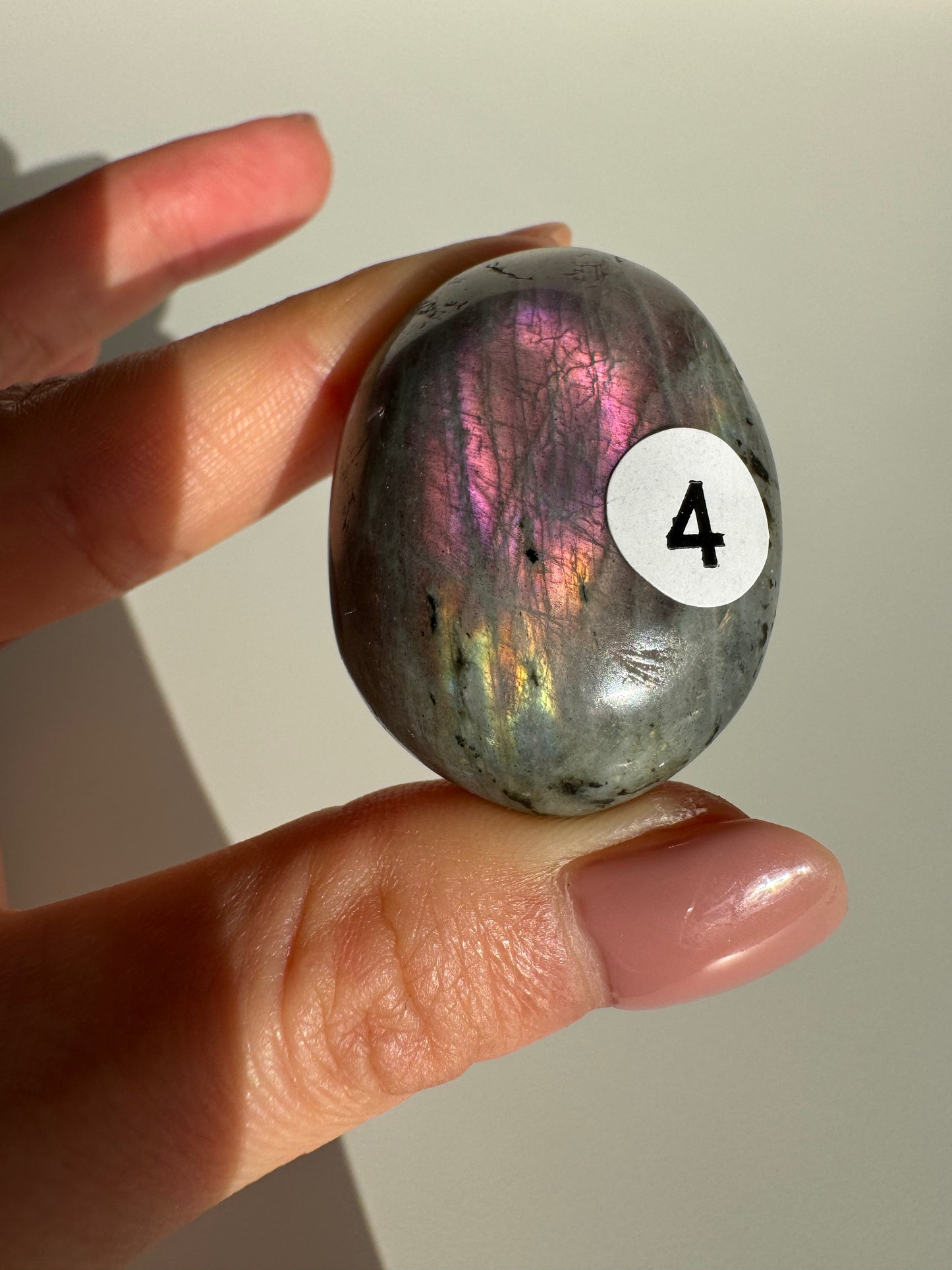 Pauper Pink Labradorite Palmstone