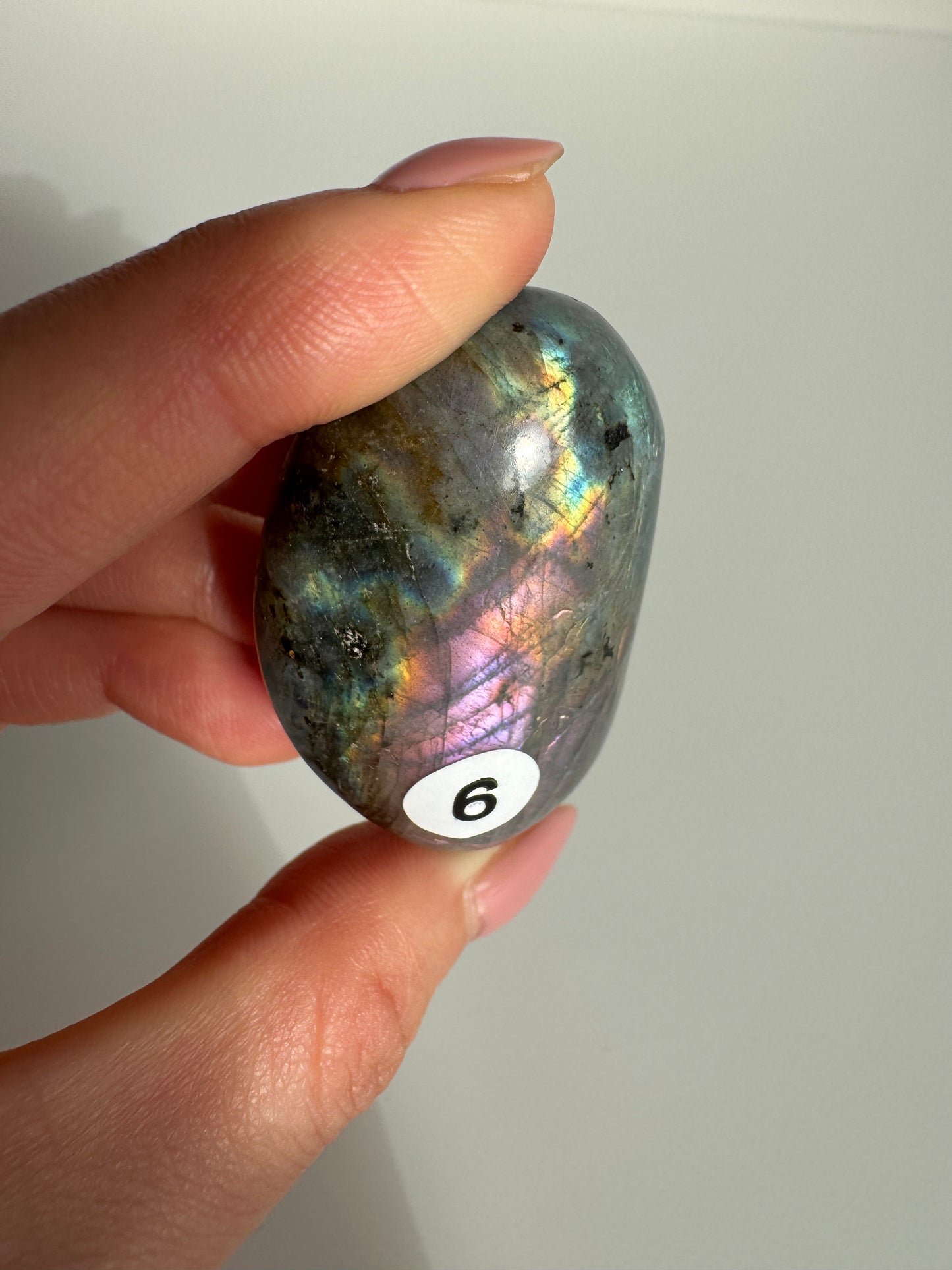 Pauper Pink Labradorite Palmstone
