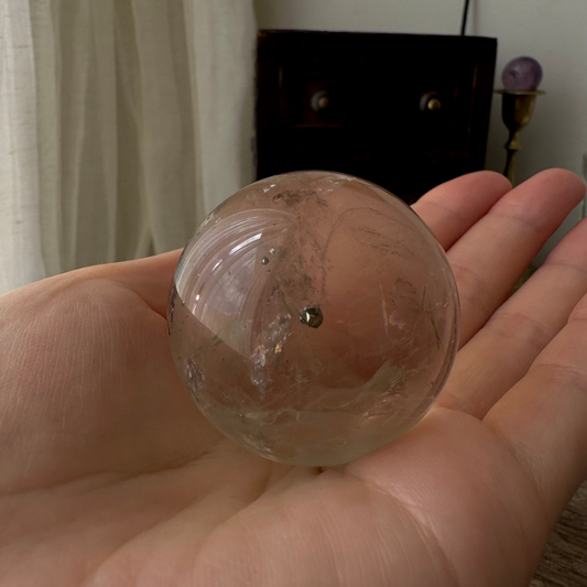 Smoky Quartz Sphere with Pyrite (Video)