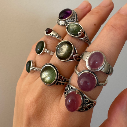 Green Lepidolite Sterling Sliver Ring