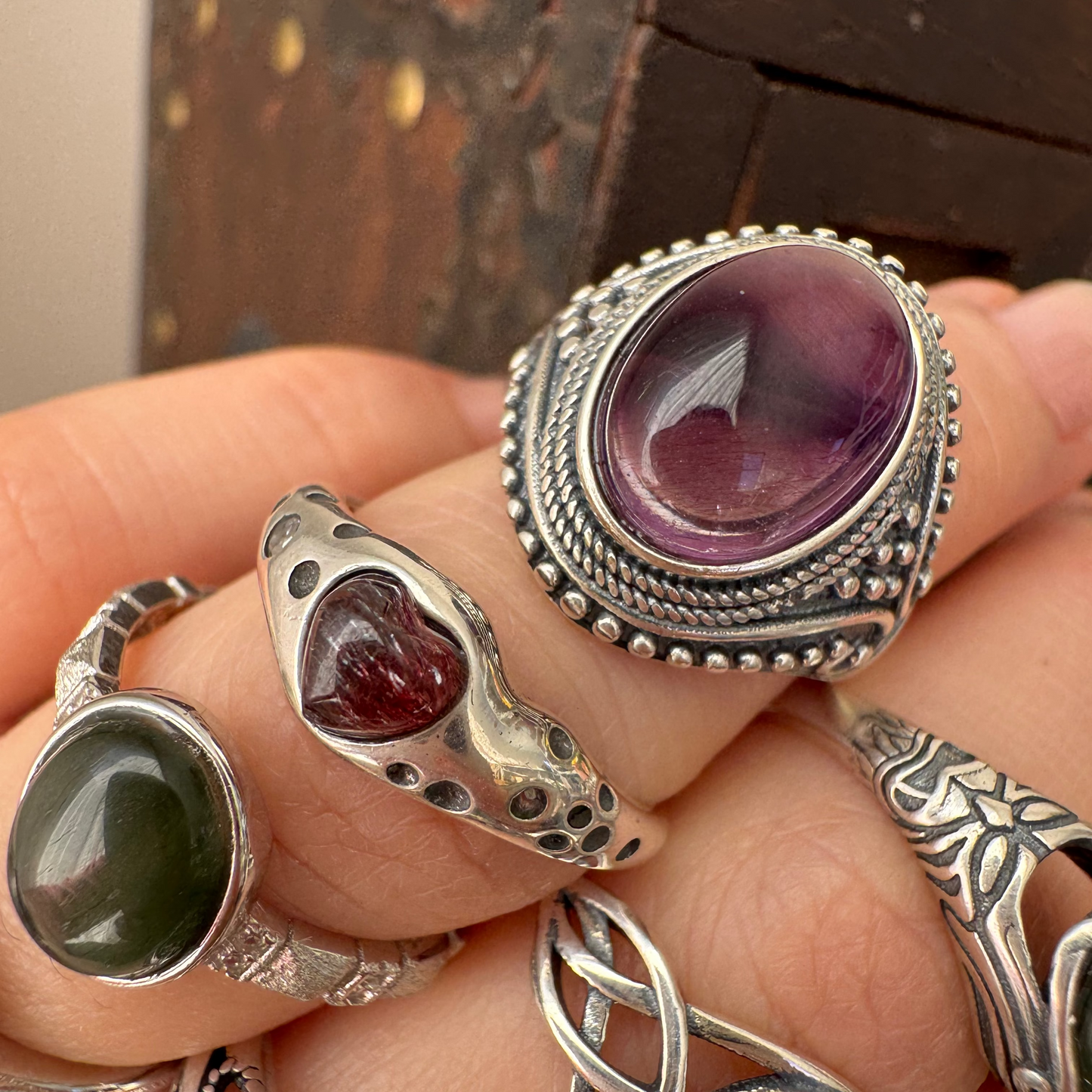 Super Seven Sterling Sliver Ring Adjustable