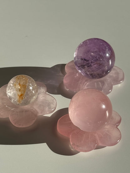 High Grade Rose Quartz Flower (Sphere Holder)