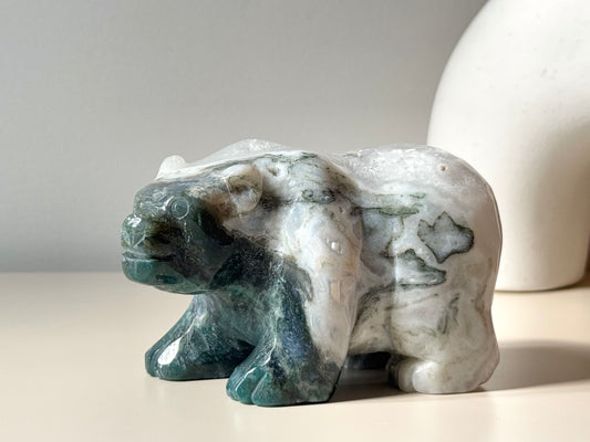 Moss Agate Polar Bear (large) 612g