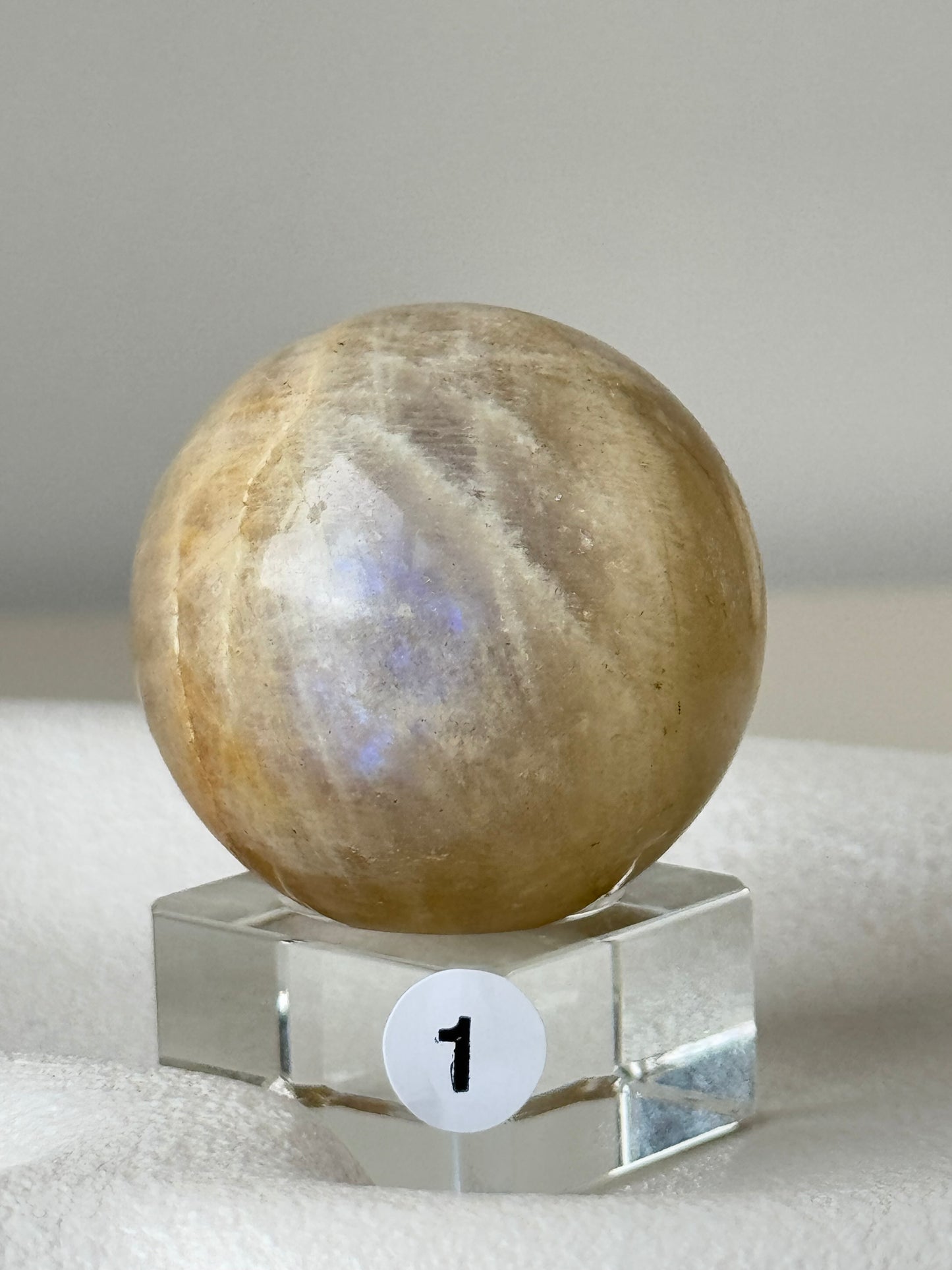 Moonstone Sphere with blue flash #1