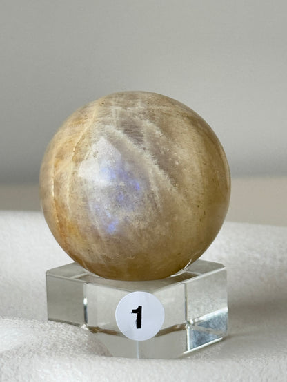 Moonstone Sphere with blue flash #1