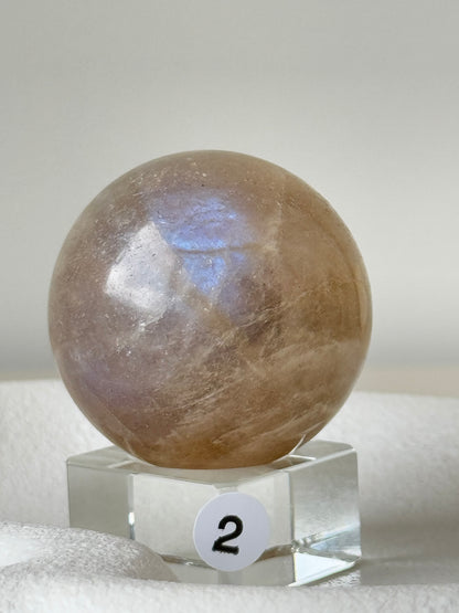 Moonstone Sphere with blue flash #2