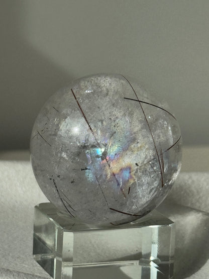 HG Copper Rutile Quartz Sphere Mica flakes  (full rainbow) #2 45mm