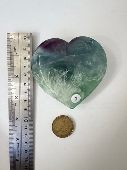 Feather Fluorite Heart with Stand #1