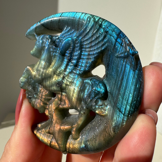 HG sunset pink Labradorite Moon Unicorn 61mm