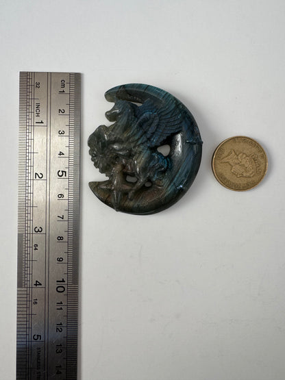 HG sunset pink Labradorite Moon Unicorn 61mm