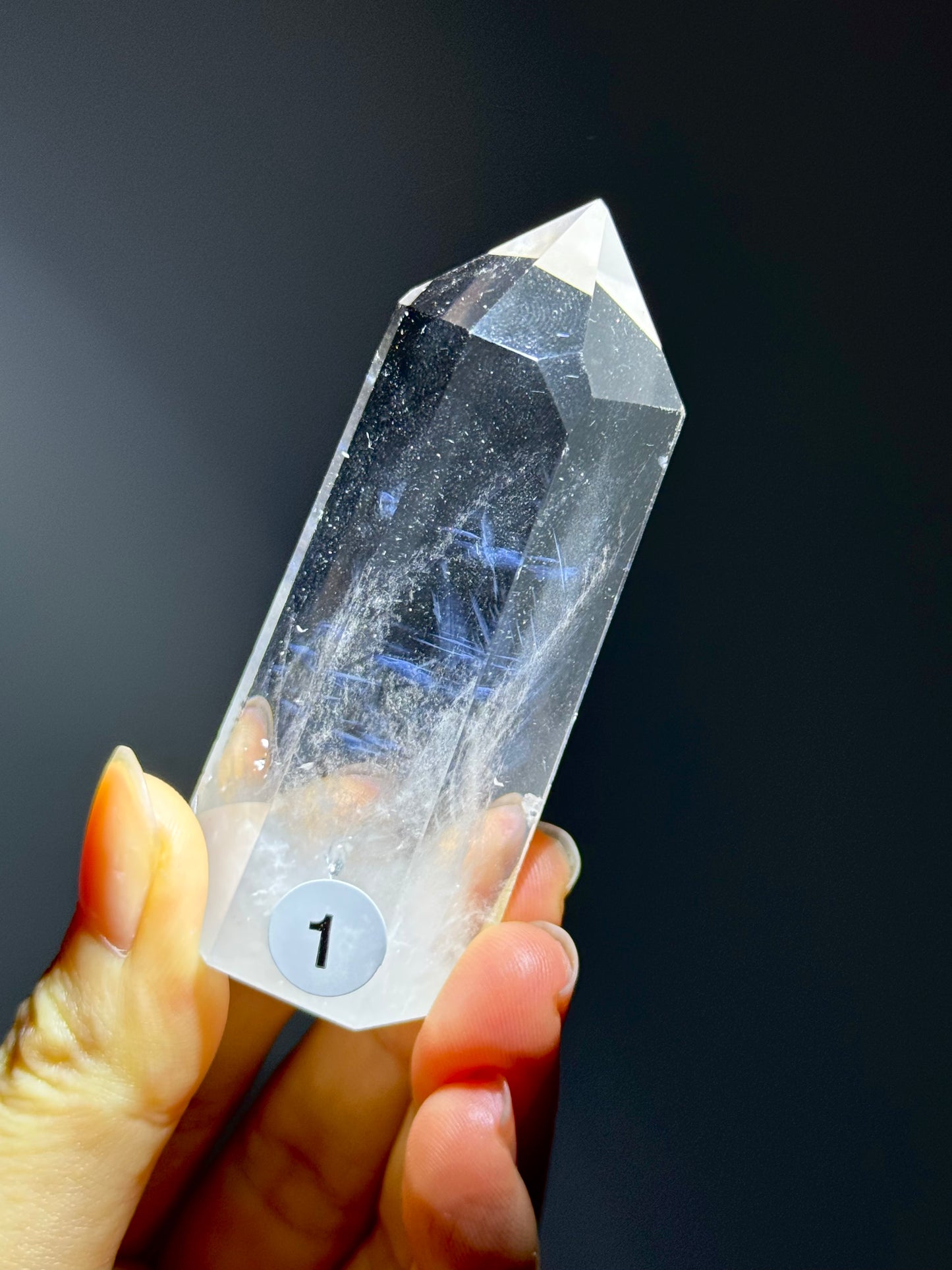 Blue Angel Feather Phantom Clear Quartz Point 7cm #1