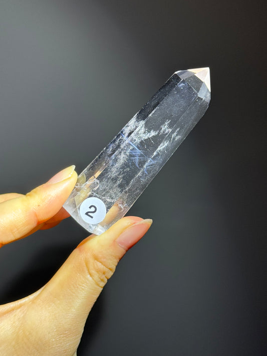 Blue Angel Feather Phantom Clear Quartz Point 8cm #2