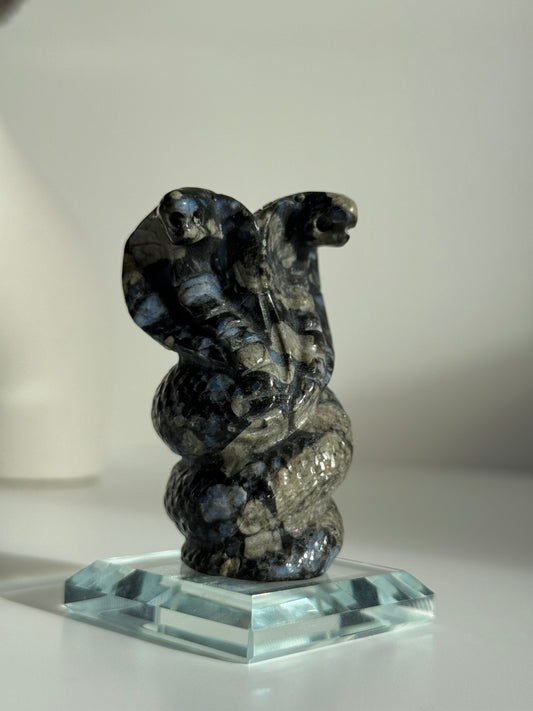Blue Que Sera Stone Double Headed Serpent