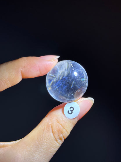 Blue Angel Feather Phantom Clear Quartz Sphere 2.5cm #3