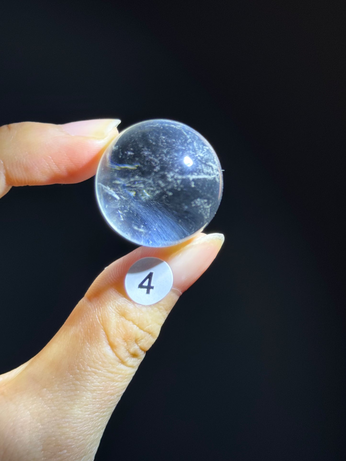 Blue Angel Feather Phantom Clear Quartz Sphere 2.5cm #4