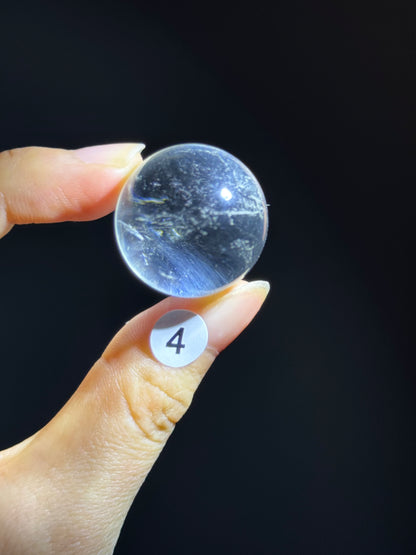 Blue Angel Feather Phantom Clear Quartz Sphere 2.5cm #4