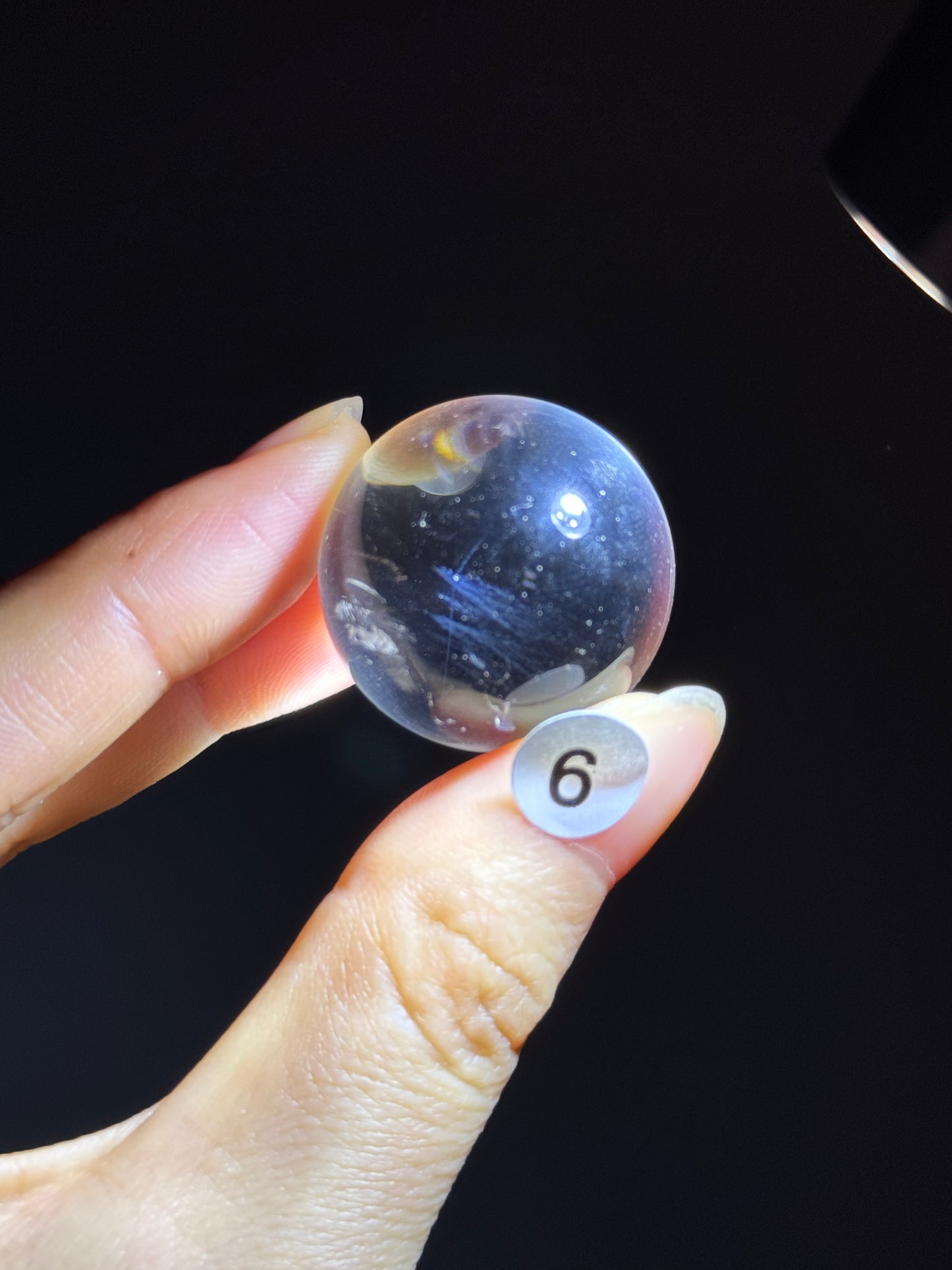 Blue Angel Feather Phantom Clear Quartz Sphere 2.5cm #6