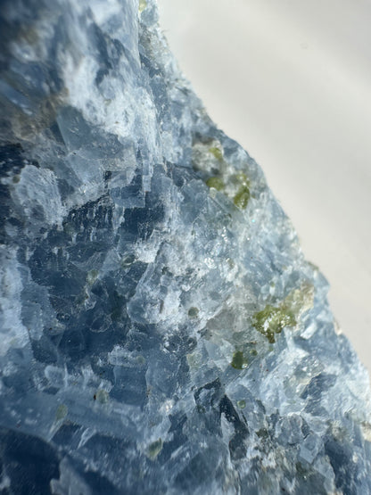 Blue Calcite Raw with Peridot