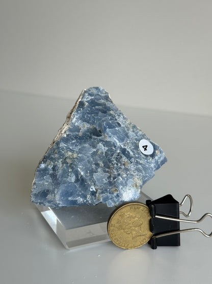 Blue Calcite Raw with Peridot