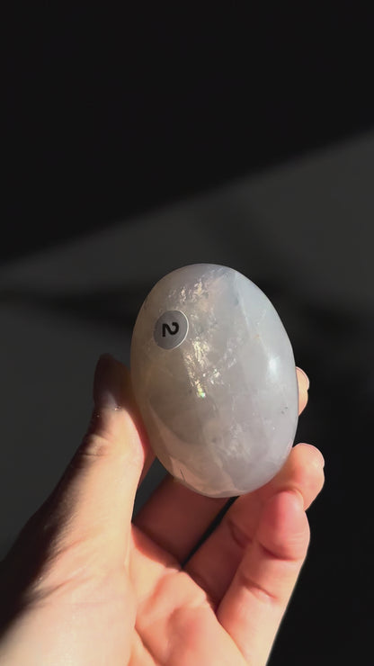 Large Blue Rose Quartz Palm Stone 6cm #2