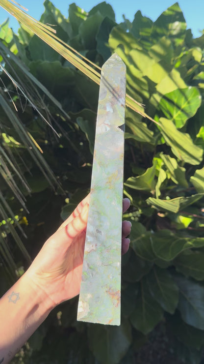 Large Moss Agate Tower 30cm