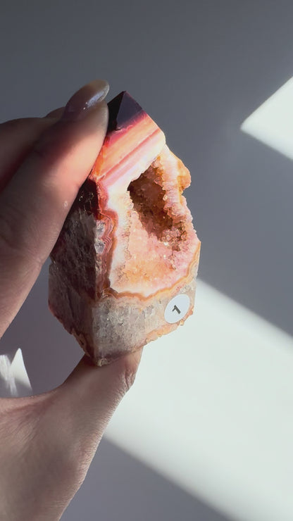 Pink Amethyst Druzy Agate Point #1