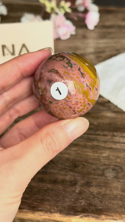 Old Stock Orbicular Ocean Jasper Sphere #1