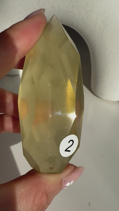 Rutile Citrine Faceted Tower #2