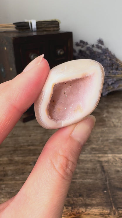 Pink Amethyst Flower Agate egg #1