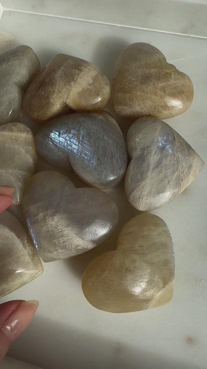Moonstone heart with blue flash