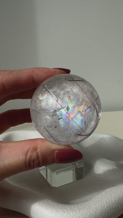HG Copper Rutile Quartz Sphere Mica flakes  (full rainbow) #2 45mm